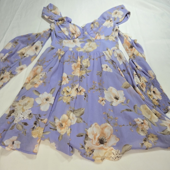 Privy Lavender and Cream Mini  Dress Size M NWT - Picture 16 of 16